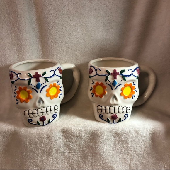 Other - Dia de los Muertos Day of the Dead sugar skull coffee mugs -set of 2